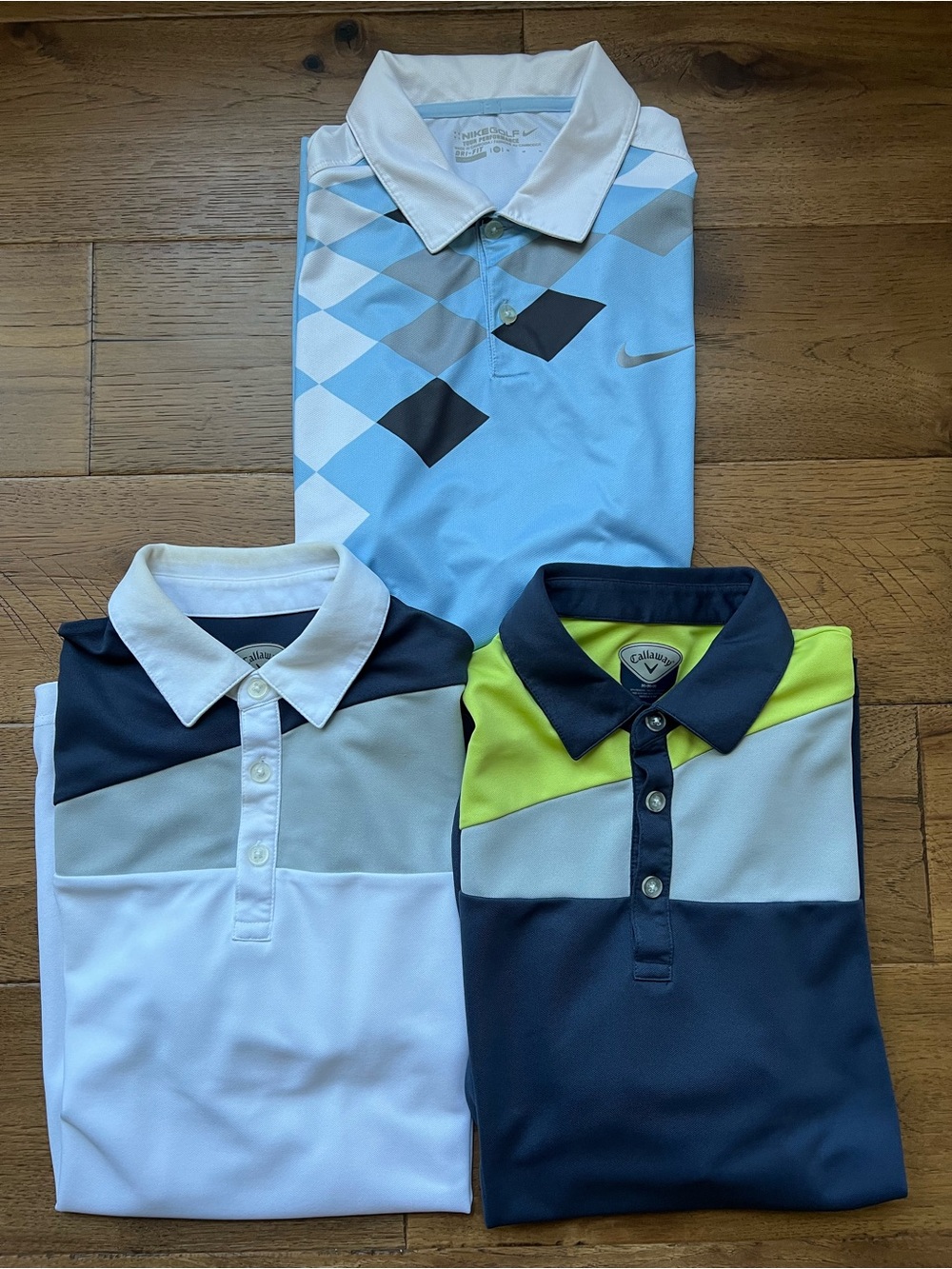 Lot of 3 Golf Polo Shirts Callaway and Nike Dry Fit Men’s Medium